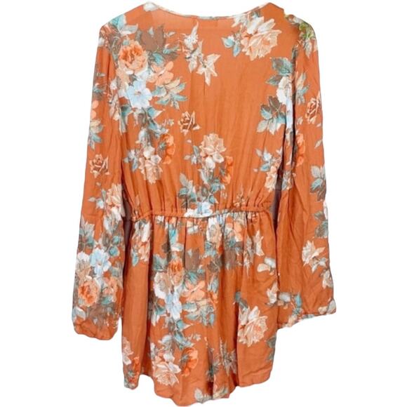 Altar'd State Floral Tie Front Long Sleeve Romper, Size Small, NWT - Picture 3 of 5
